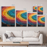 Rainbow Tree Rings, Retro Style Canvas Print, Colorful Rustic Wall Art For Living Room
