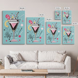 Preppy Martini Print, Framed Canvas Wall Art, Wedding Gift, Preppy Dorm Room Decor, Trendy Wall Art