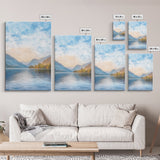The Calm Lake Framed Canvas Print, PNW Wall Art, Modern Realism Home Decor, Watercolor Landscape Print