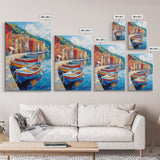 Gondolas at Sunset Framed Canvas Print - Boho Home Decor - Italy Painting - Italian Style Decor - Original Oil Painting Print