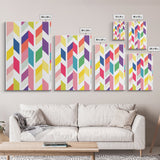 Mid-Century Modern Chevrons Framed Canvas Print Pastel Colors Modern Art Watercolor Painting Print Minimalist Art