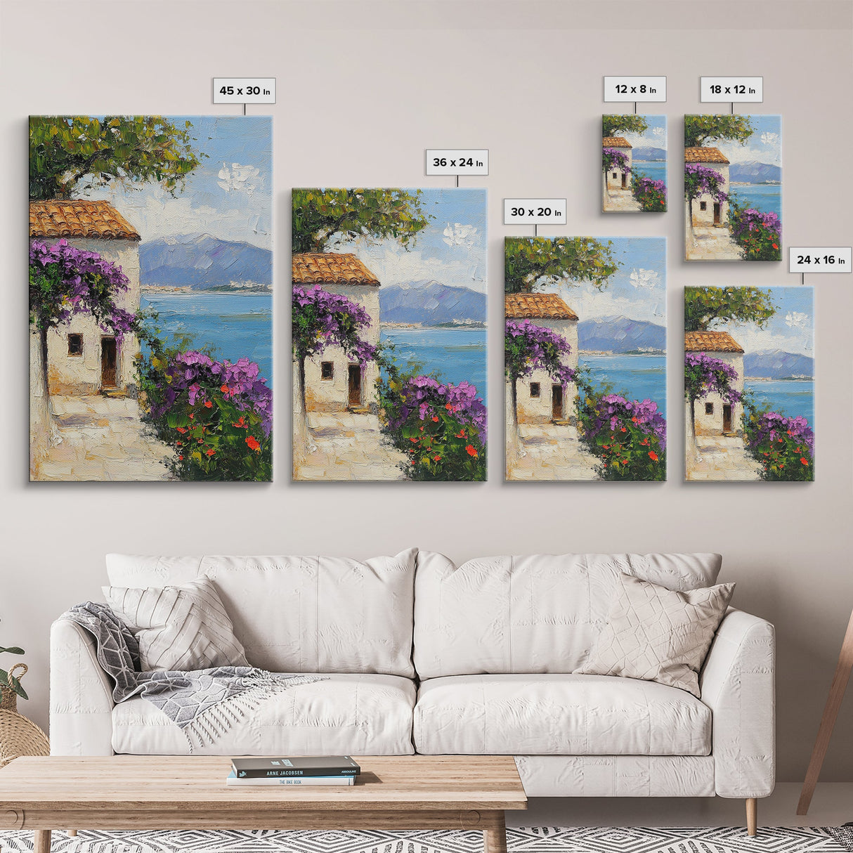 Italian Villa Art - Italy Print - Canvas Print - Gift For Italian, Italy Decor Vacation Gift Idea, Boho Modrn Art, Italy Themed Gift