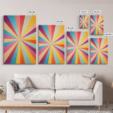 Quill Grey, Saffro Yellow, Rouge and Turquoise Mid Century Modern Wall Art, Star Burst Light Speed Tunnel, Boho Abstract Home Decor