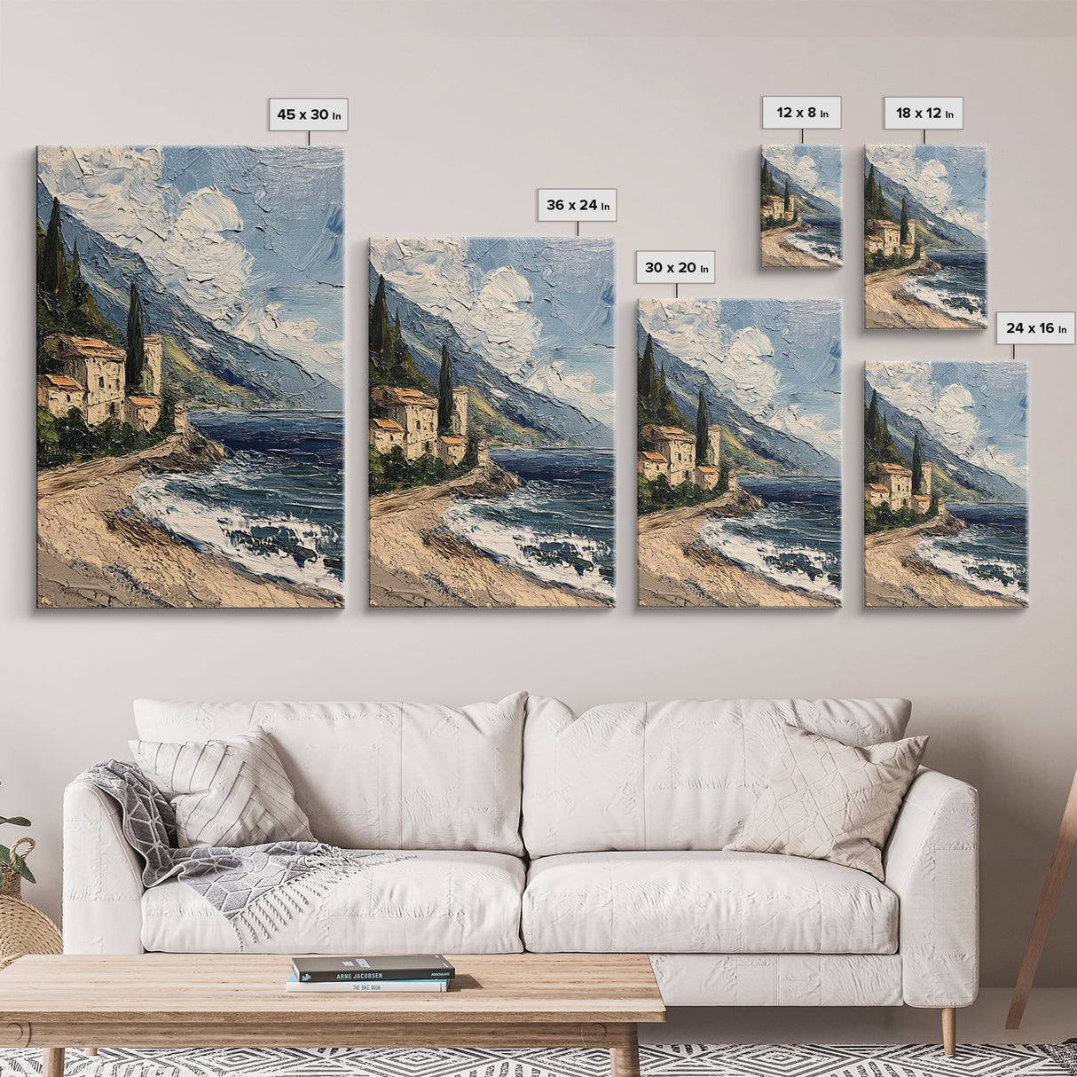 Italy Wall Art - Modern Minimalist Home Decor - Italian Seaside Seascape Print - Impasto Style Print - Home Decor