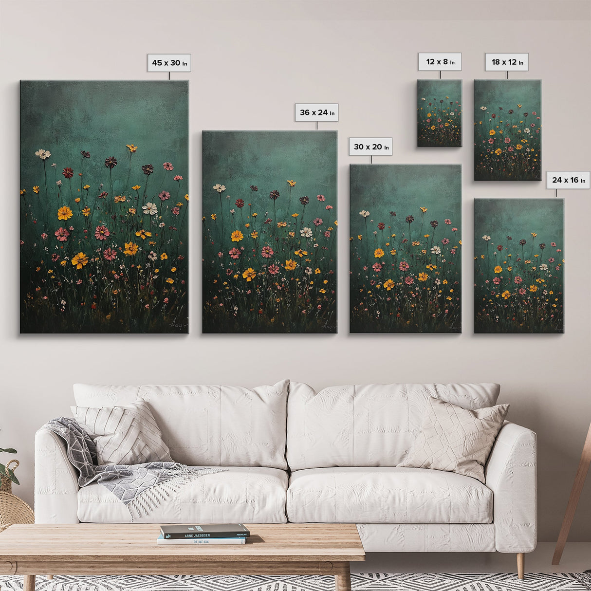 Wood Framed Wildflower Floral Print Minimalist Modern Boho Wall Art Bedroom Decor Botanical Floral Wild Flower Canvas Print