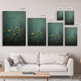 Wildflower Print, Oil Painting Flower Canvas Print Boho Botanical Wall Art, Dark and Moody Home Decor, Minimalist Bouquet