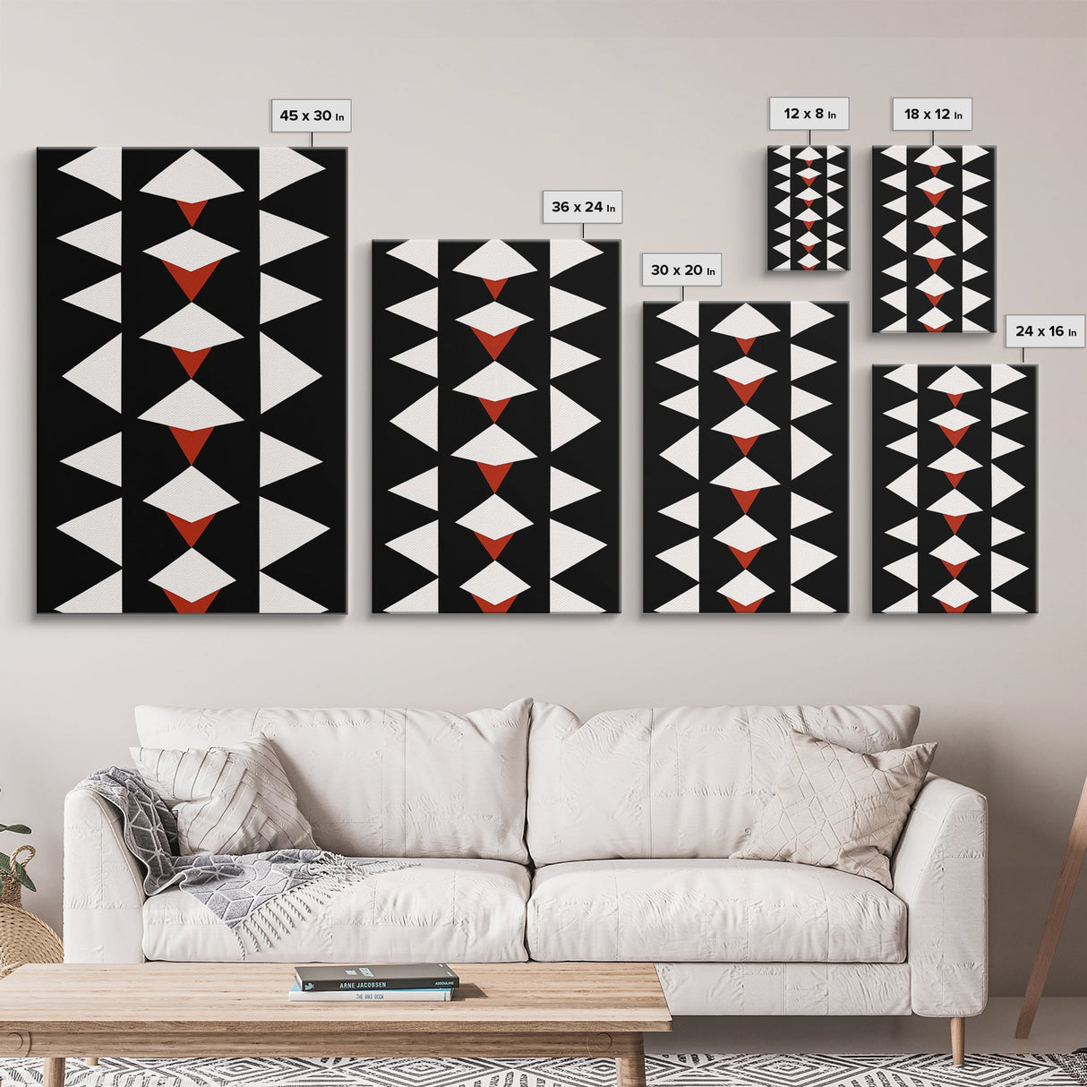 Arrow Panel Canvas Print, Boho Art, Wood Panel Canvas, Terracotta Art, Aztec Art, Retro Mid Century Modern Geometric Wall Art