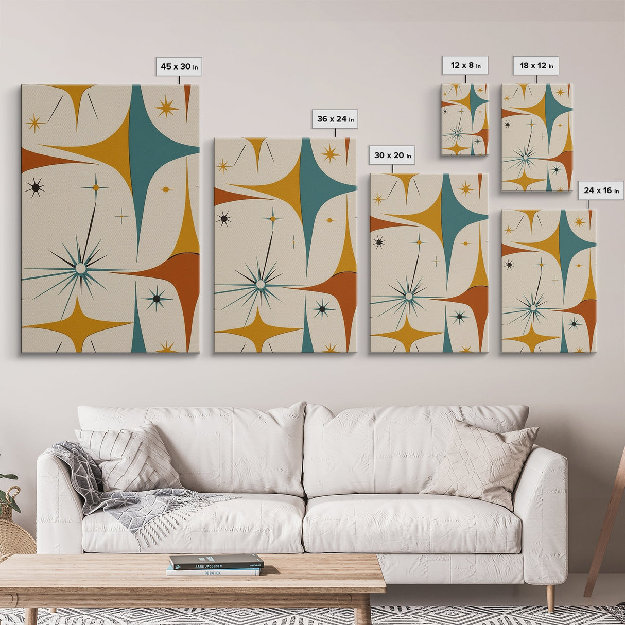 Art Deco Star Burst Canvas Print Wall Art, Retro 50s Style, Starburst, Mid-Century Modern Wall Art, Minimalist Home Decor, Modern Art