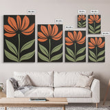 Boho Floral Print Wall Decor, Framed Canvas Print, Modern Art Boho Minimalist Wall Decor