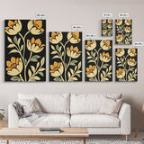 Floral Framed Canvas Wall Art Flower Print, Wood Framed Boho Modern Wall Art Boho Wall Decor Living Room Wall Art