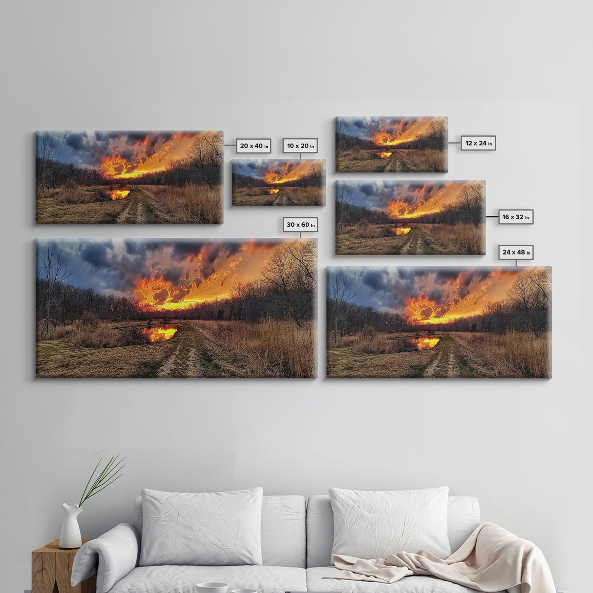 Country Roads, Framed Canvas Print, East Texas Photography Style Wall Art, Panoramic Wall Art, Rustic Farmhouse Decor