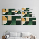 Geometric Patterns Mid-Century Modern Abstract Wall Art Canvas Print, Beautiful Emerald Green Wall Art