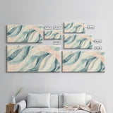 Pastel Abstract Canvas Print, Retro Kids Room Decor, Large Modern Art, Line Art Print