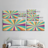 Eclectic Large Original Geometric Mid Century Modern Wall Art Wood Framed Canvas Print, Bright and Colorful Contemporary Art