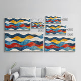 Boho Mid Century Modern Wall Art Canvas Print, Wood Frame Wall Art, Geometric Wall Art, Minimalist Wall Art, Housewarming Gift Idea