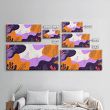 Purple And Orange Preppy Wall Art Framed Canvas Print, Retro 90s Style Wall Art