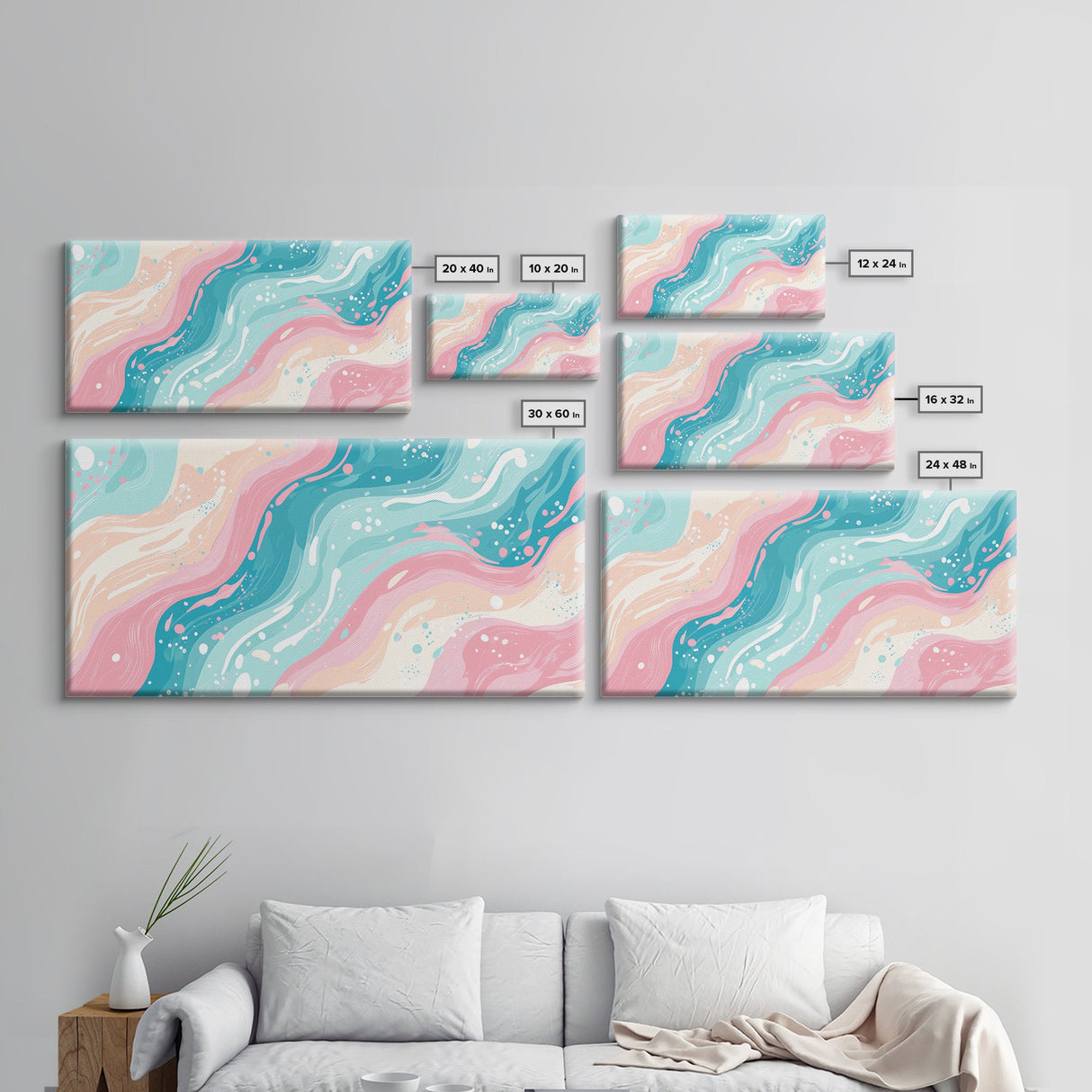Retro 90s Style Wall Art, Bedroom Wall Decor, Aesthetic Decor, Vaporwave Wall Art, Pastel Shades Painting