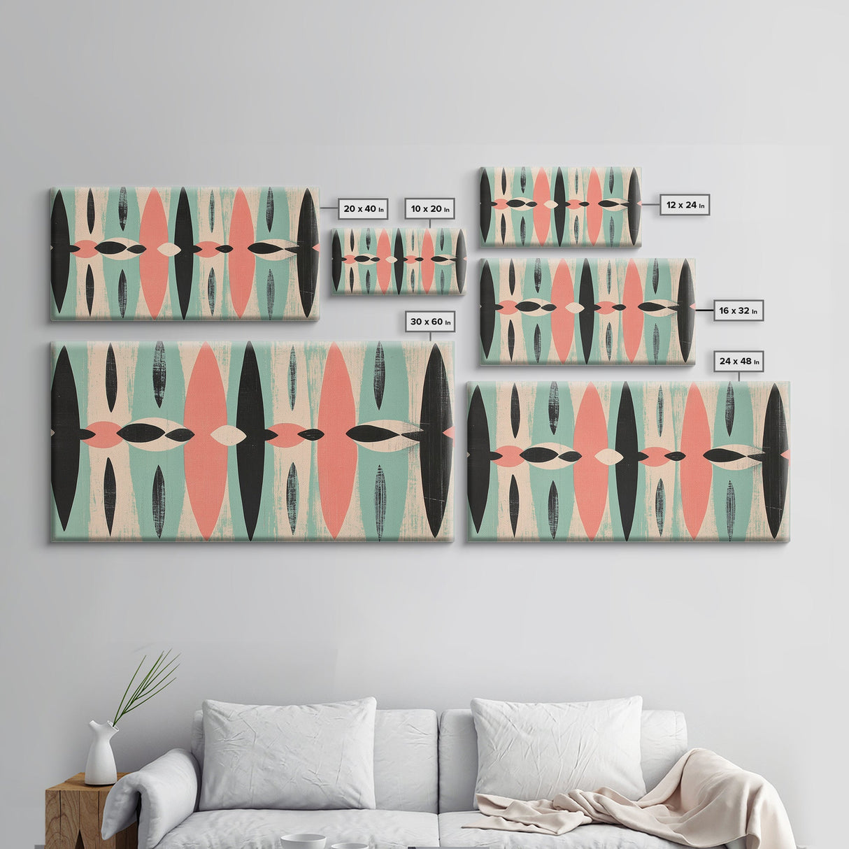 Mid-Century Modern "Eyes" Canvas Print, Wood Framed Waoo Art, MCM Style Home Decor, 1950s Style Art