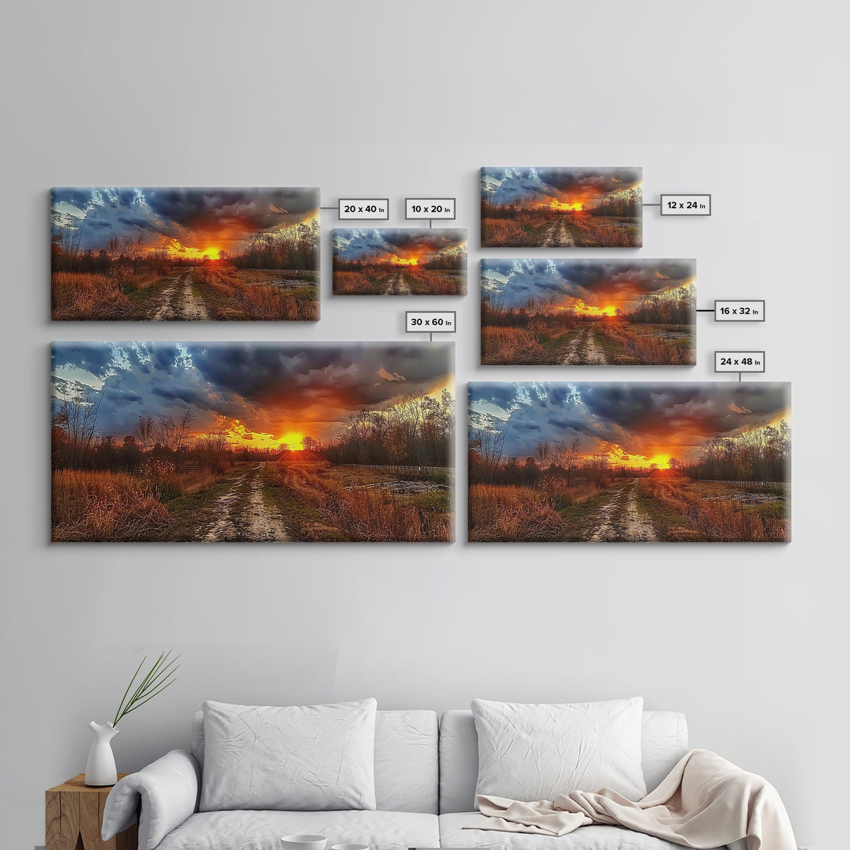 Dirt Roads Framed Canvas Print, Wood Framed Wall Art, Photography Style landscape art, ready to hang wall art home decor