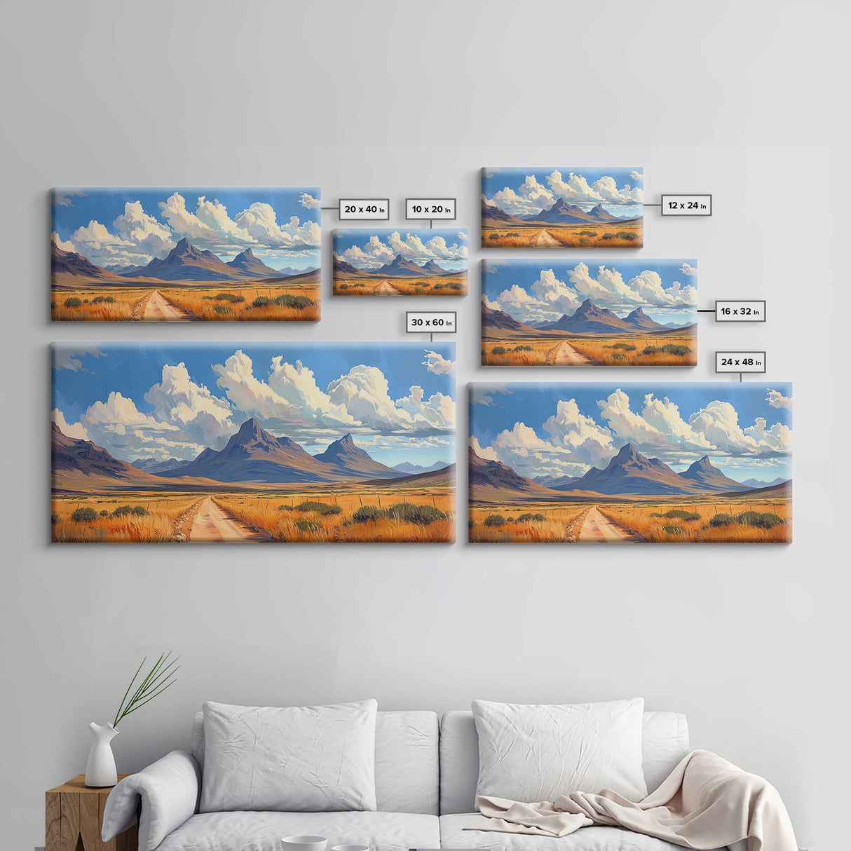 Desert Dirt Roads Framed Canvas Wall Art, Beautiful Arizona Day, Desaturated Wall Art, Rustic Farmhouse Decor, Southwestern Pueblo Art