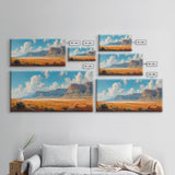 Panoramic Landscape Print Of an Arizona Desert Landscape, Framed Canvas, Rustic Farmhouse Decor, Nature Print, Minimalist Landscape Painting