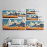 Southwestern Wall Decor | Western Wall Art | Retro Landscape Painting | Canvas Print | Retro Wall Hanging | American Western Arizona Art