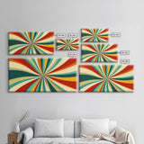 Horizontal Vertical Wall Art Framed Canvas Print, Mid-Century Modern Abstract Spiral Art, Retro Minimalist Pastel Wall Art