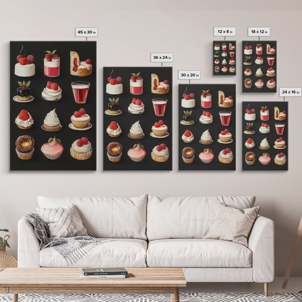 Kawaii Dessert Painting Print, Kitchen Home Decor, Kitchen Wall Art, Minimalist Dining Room Decor, Kawaii Wall Art, Cute Kitchen Decor