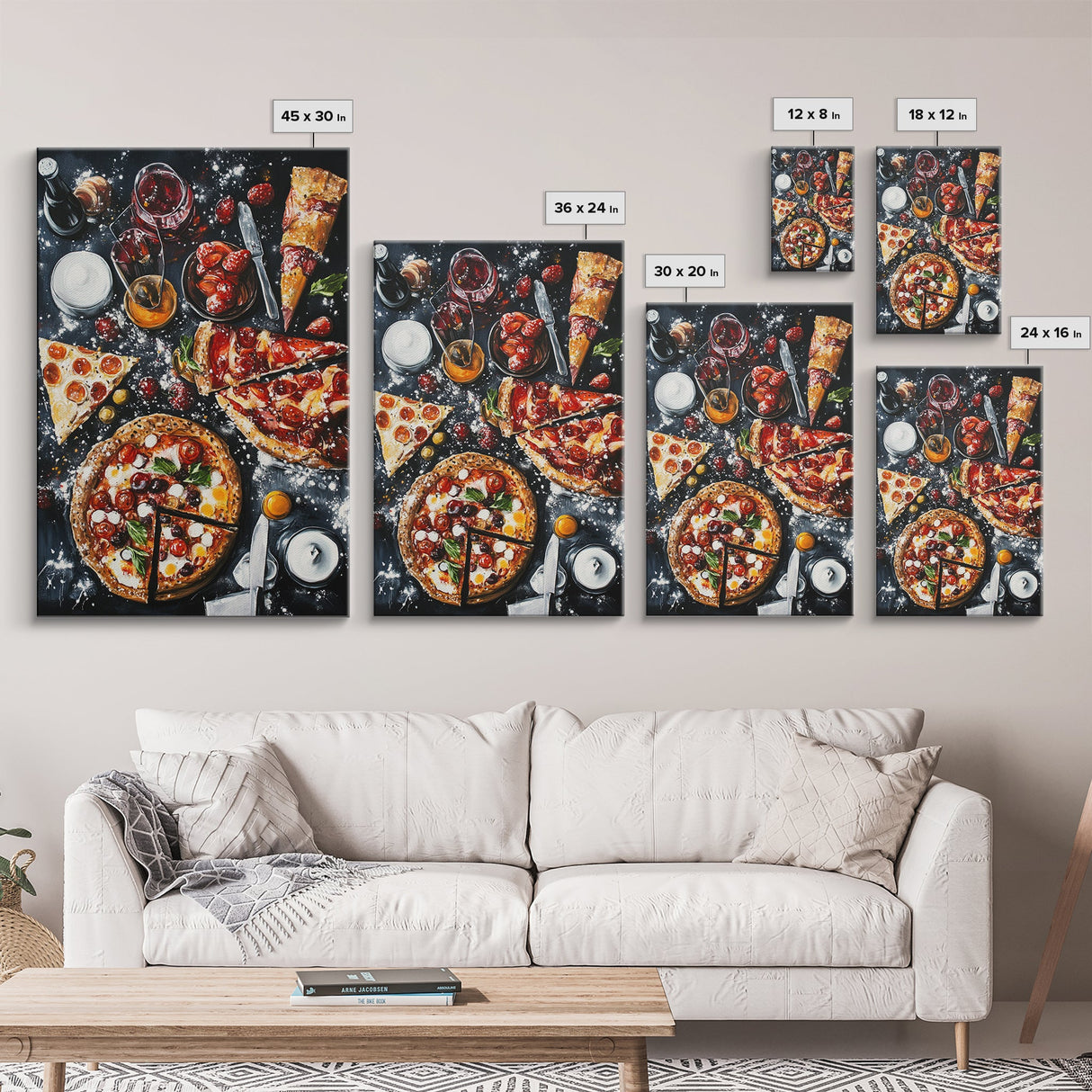 Italian Restaurant Wall Art, Retaurant Decor, Pizza Painting Canvas Print, Kitchen Wall Art, Kitchen Painting, Dining Room Decor