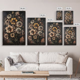 Macabre Halloween Decor, Creepy Flowers With Eyes Canvas Print, Dark Academia Wall Art, Surreal Spooky Gothic Decor, Witchy Art