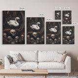 The Black Swan, Gothic Dark Macabre Wall Art, Dark Swan Decor, Halloween Canvas Print, Halloween Decor, Dark Academia Wall Art
