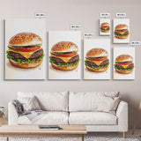 That's a Big Burger, Framed Canvas Print, Wall Art For Kitchen or Dining Room