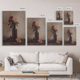 Roses in a Wine Bottle Oil Painting Print, Still Life of Roses, Rose Painting, Rose Art, Moody Decor, Subdued Art