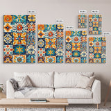 Textile Wall Art, Mexican Tile Canvas Print, Framed Wall Art, Mexicano Style Decor, Chicano Art, Textile Painting Wall Art