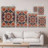 Floral Pattern Wall Art, Mexican Tile Pattern Framed Canvas Print, Chicano Art, Textile Inspired Wall Art, Southwestern Pueblo Style Art