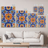 Textile Pattern Wall Art Framed Canvas Print, Home Decor, Mexican Tile Print, Mexicano Pueblo Wall Art