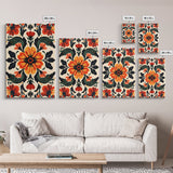 Floral Pattern Canvas Print, Mid-Century Modern Style Abstract Art, Botanical Print, Modern Flower Art Print
