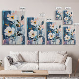 Oil Painting Print of White Flowers, Framed Canvas Print, Floral Art, Botanical Art