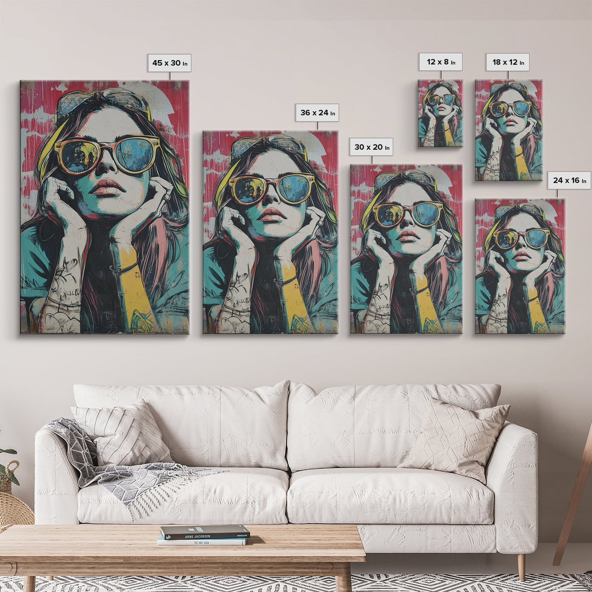 Graffiti Punk Wall Art, Portrait of a Punk Woman Framed Canvas Print