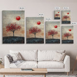 Wabi Sabi Wall Art Framed Canvas Print, Japanese Maple Tree Painting Print, Wabi Sabi Art, Japanese Inspired Wood Block Print Art