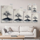 Black and White Charcoal Sketch Print of a Dead Tree, Framed Canvas Print, Wabi Sabi Art, Minimalist Wabi Sabi Home Decor