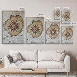 The Compass Rose Behind The Wall Framed Canvas Print, Beach Wall Decor, Travel Decor, Vacation Gift Idea