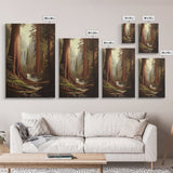 Fantasy Forest Painting Print, Majestic Redwood Trees of Ancient California Fantasy Art, California home Decor, Redwood Trees Painting