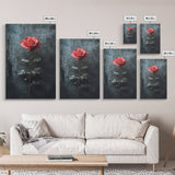 Red Rose Canvas Print, Art Print Roses Framed Canvas Print, Antique Flowers Print, Oil Painting Vintage Flowers, Ready To Hang, Flowers Wall Art