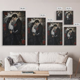 Dark Romance Painting Print, Victorian Gothic Wall Art, Halloween Decor, Gift Idea For Goth Couples, Goth Decor, Goth Wall Art, Dark Academia