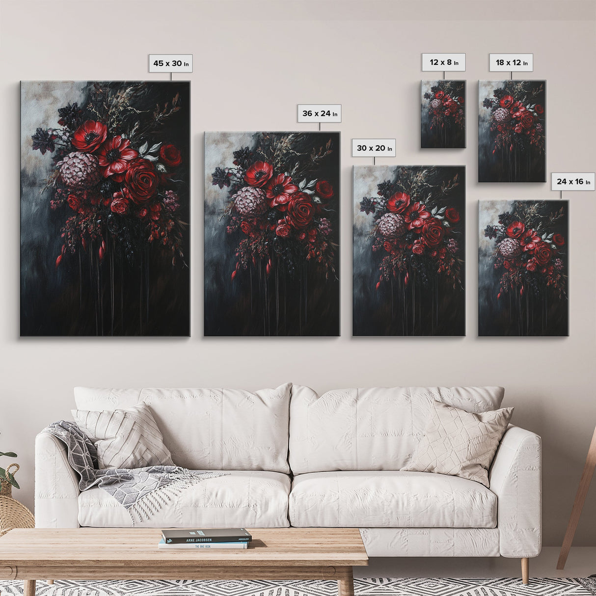 Dark Academia Blood Roses Framed Canvas Print, Halloween Decor, Macabre Art, Macabre Flowers, Halloween Wall Art, Gothic Decor, Dark Home Decor