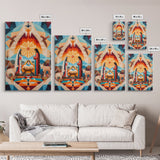 Art Deco Abstract Nativity Painting Print, Canvas Art, Rustic Christmas Wall Art, Christmas Decor, Christmas Painting, Xmas Decor