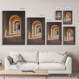 Sunlight Peaks Through the Pillars, Framed Canvas Print, Moroccan Style Wall Art, Moroccan Painting, Paint of Morocco