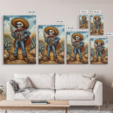 Skeleton Mariachi Chicano Art Canvas Print, Mexicano Wall Art, Tejano Wall Art, Mexicano Style Painting