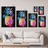 Retro Pineapple Painting Print, Framed Canvas Print, Kitchen or Dining Room Wall Art, Retro Home Decor, Pineapple Painting, Pineapple Art